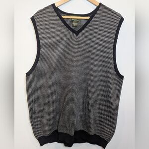 Eddie Bauer Men's Size XL TALL Black and White Houndstooth Sweater Vest